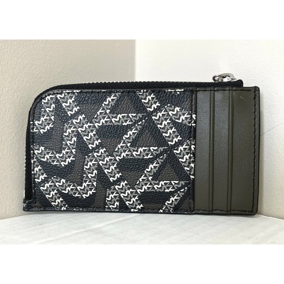 New Michael Kors Cooper L-zip wallet Olive / Army Green Multi - Picture 4 of 4